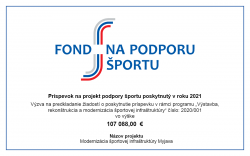 Projekt Modernizácia športovej infraštruktúry Myjava podporil Fond na podporu športu.
