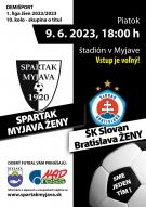 Futbalový zápas Spartak Myjava - ŠK Slovan Bratislava.